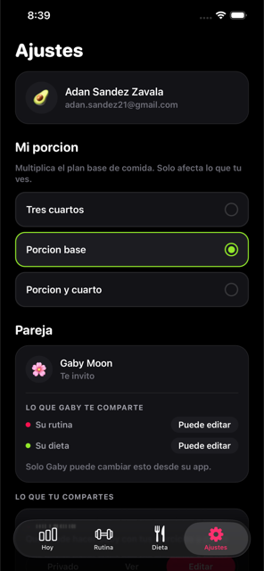 Settings and shared permissions