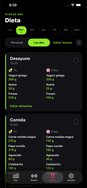 Shared diet screen